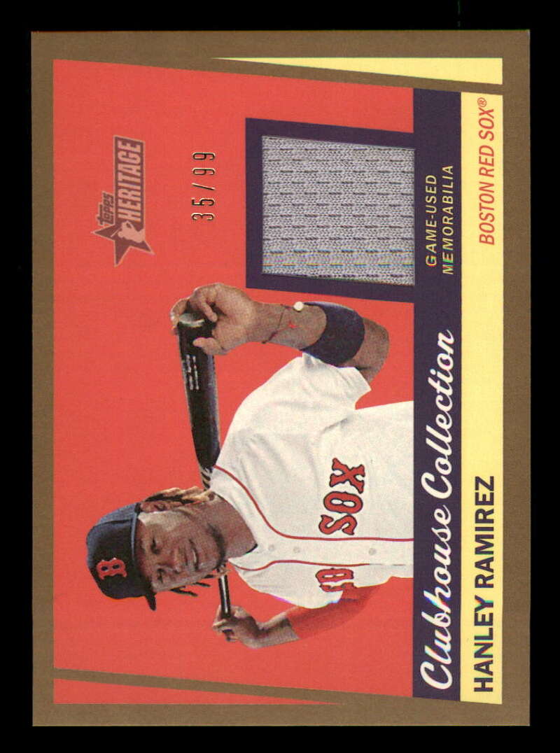 2016 Topps Heritage Clubhouse Collection Relics Gold #CCR-HR Hanley Ramirez Relic SER/99 Red Sox #35/99 Jersey 