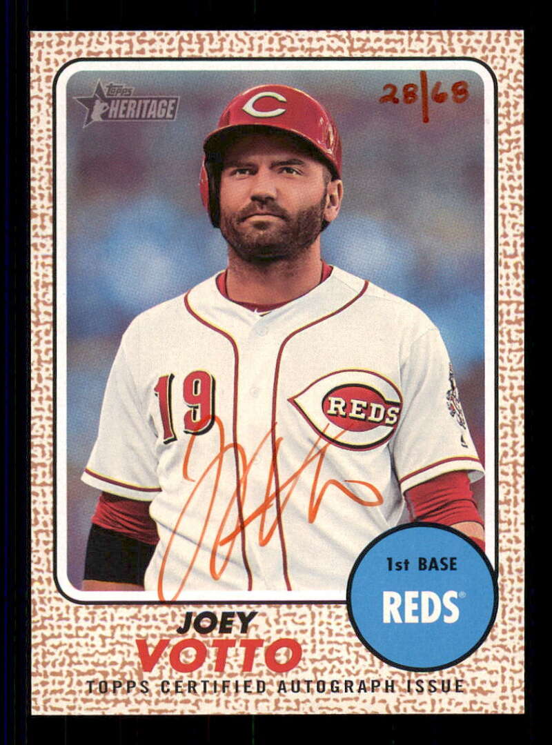 2017 Topps Heritage High Numbers Real One Autographs Red Ink #ROA-JV Joey Votto #d Autograph/Auto Reds 28/68 