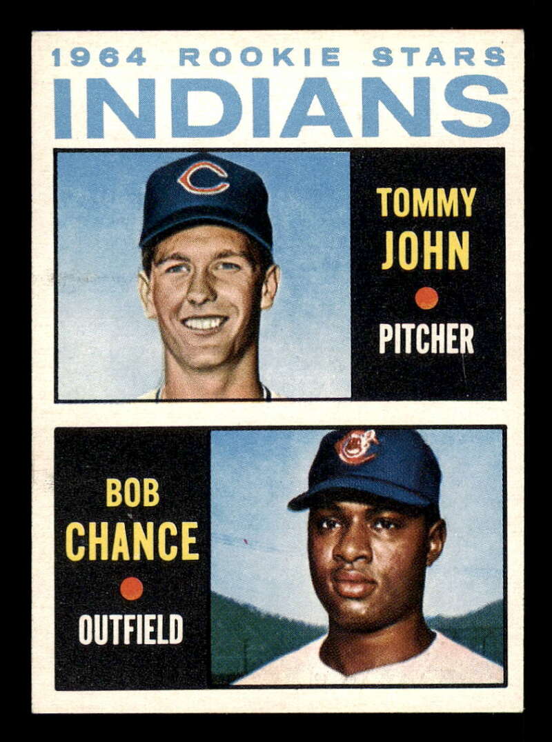 1964 Topps #146 Tommy John RC/Rookie w/Bob Chance Indians EX-Mint+ (6.5)
