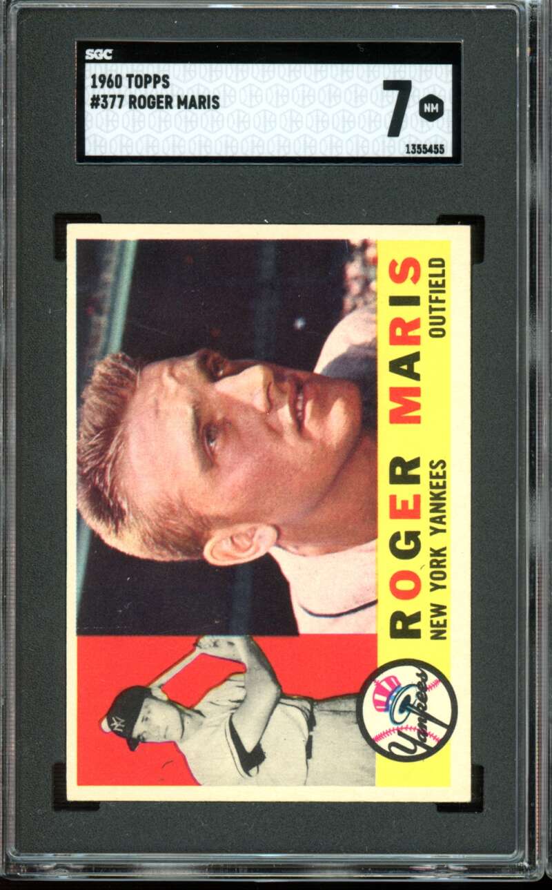1960 Topps #377 Roger Maris Yankees SGC 7 NM Near Mint
