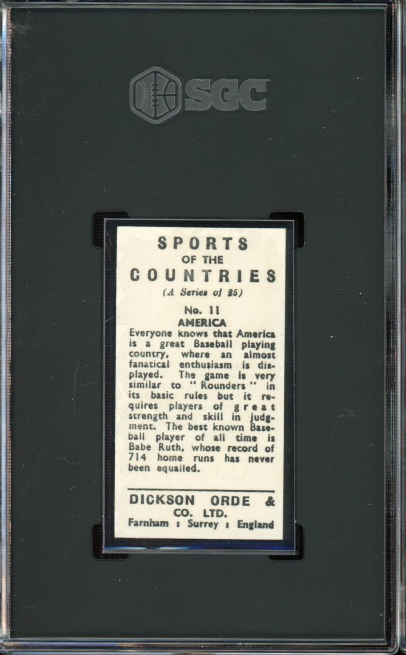 1962 Dickson Orde & Co #11 America Babe Ruth Sports of the Countries SGC 8 NM-MT