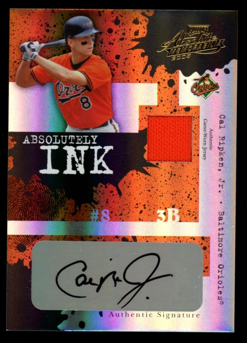 2005 Playoff Absolute Memorabilia Absolutely Ink Swatch Single Spectrum #109 Cal Ripken Relic Sticker Autograph/Auto #14
