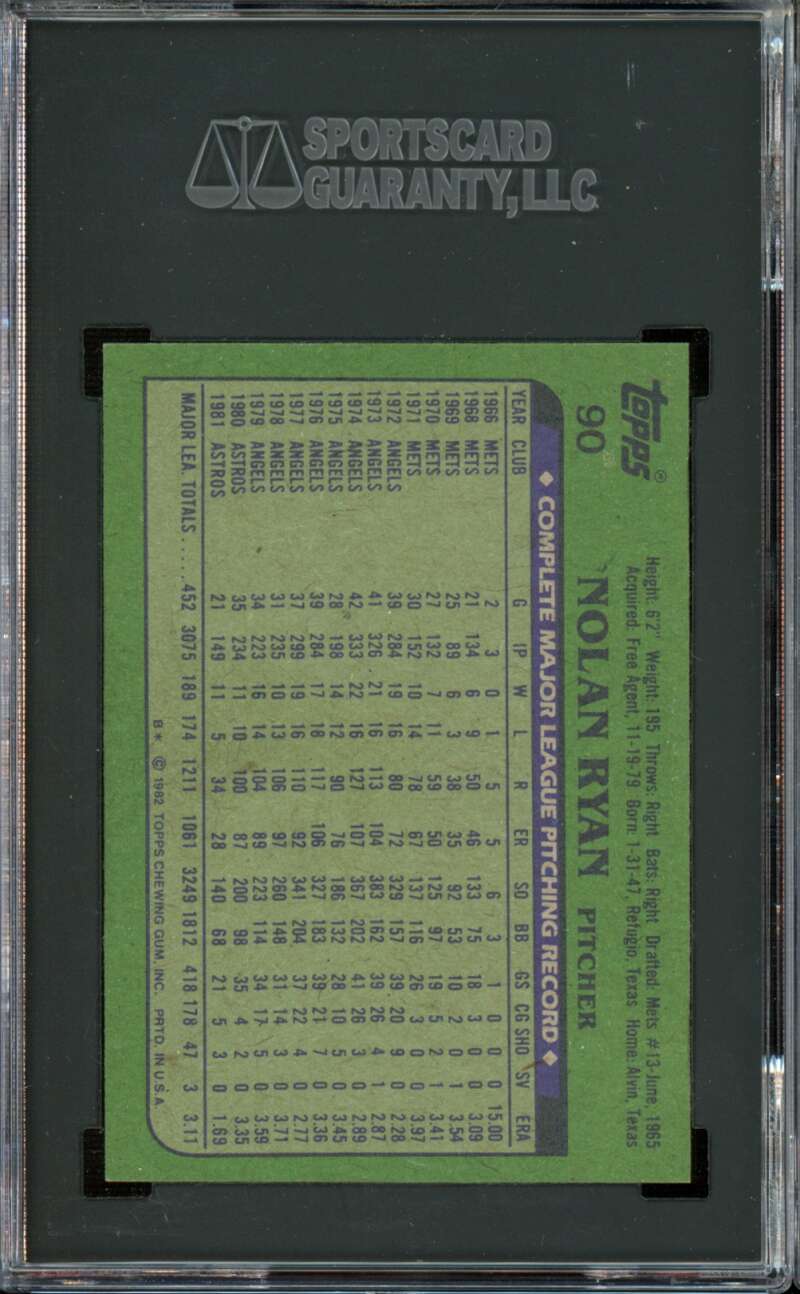 1982 Topps #90 Nolan Ryan Astros HOF SGC 8.5 NM-MT+