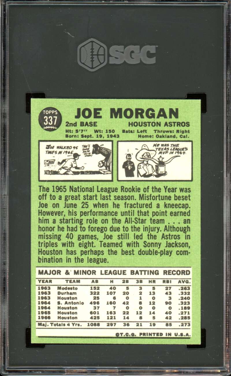 1967 Topps #337 Joe Morgan Astros HOF SGC 8 NM-MT
