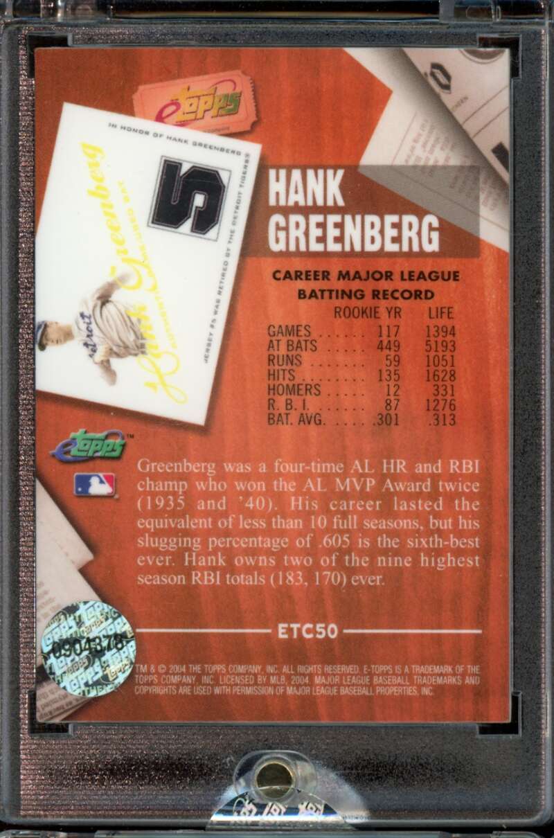 2004 Topps eTopps Classic #ETC50 Hank Greenberg Tigers HOF PR/769