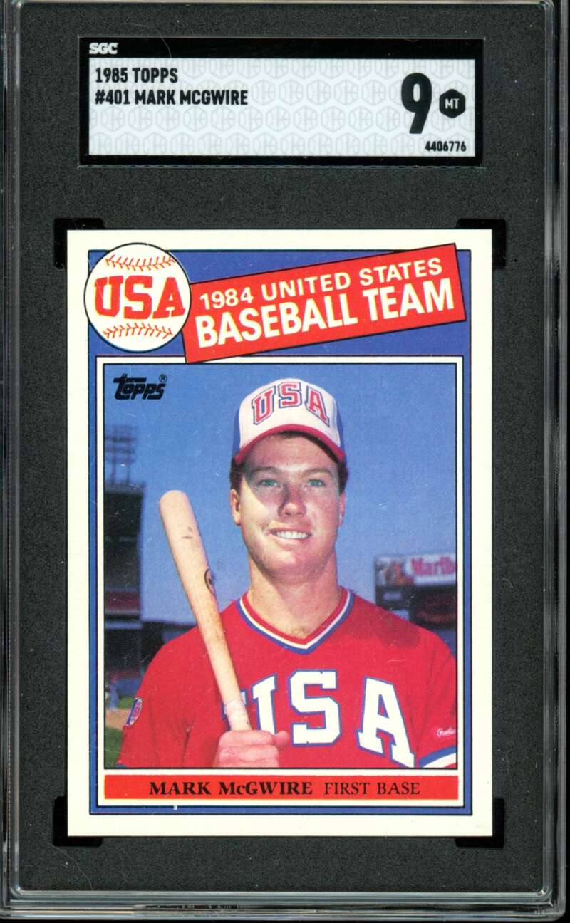 1985 Topps #401 Mark McGwire OLY USA Olympic RC/Rookie b SGC 9 MT MINT