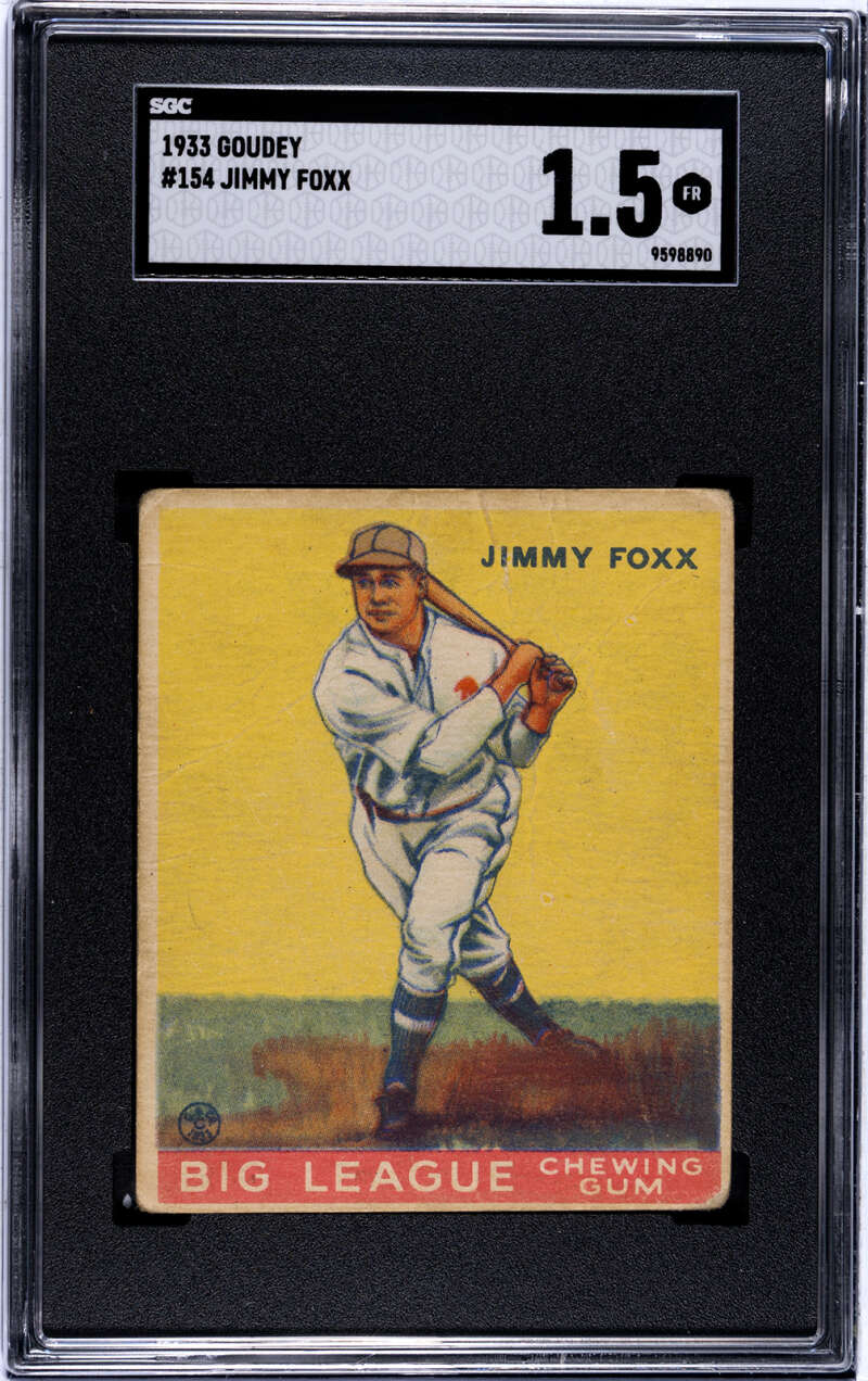 1933 Goudey #154 Jimmy Jimmie Foxx RC/Rookie Athletics A's HOF SGC 1.5 FR Fair